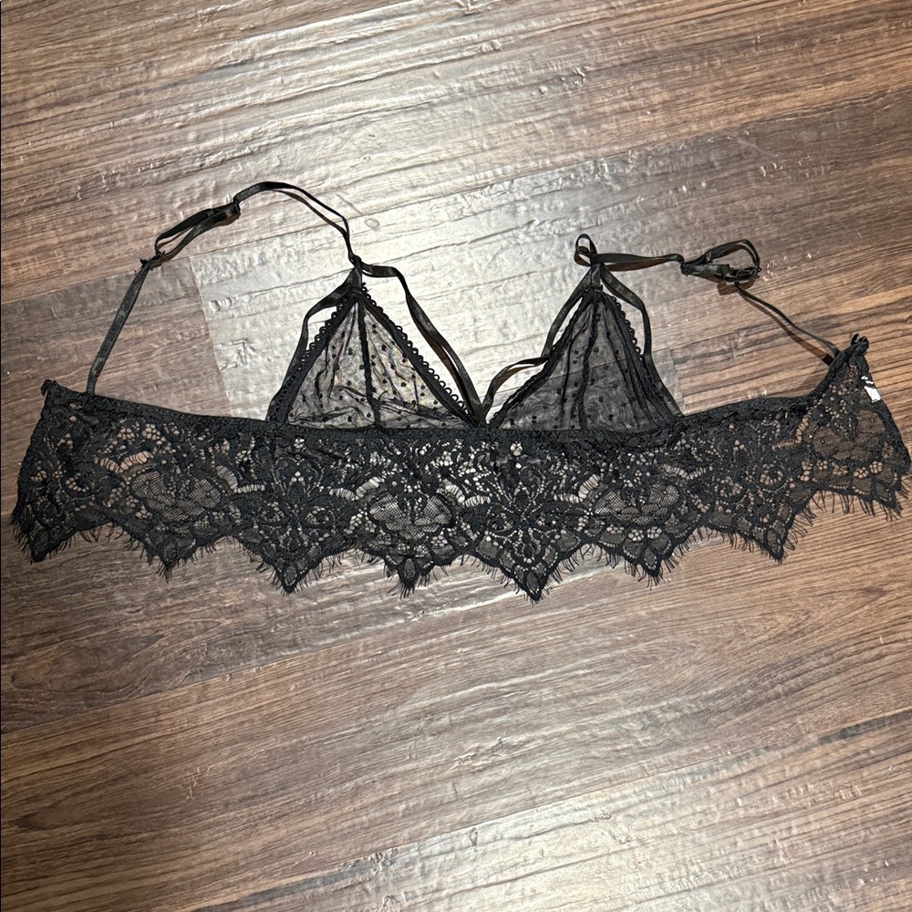 Black Lace Bralette with Sheer Cups